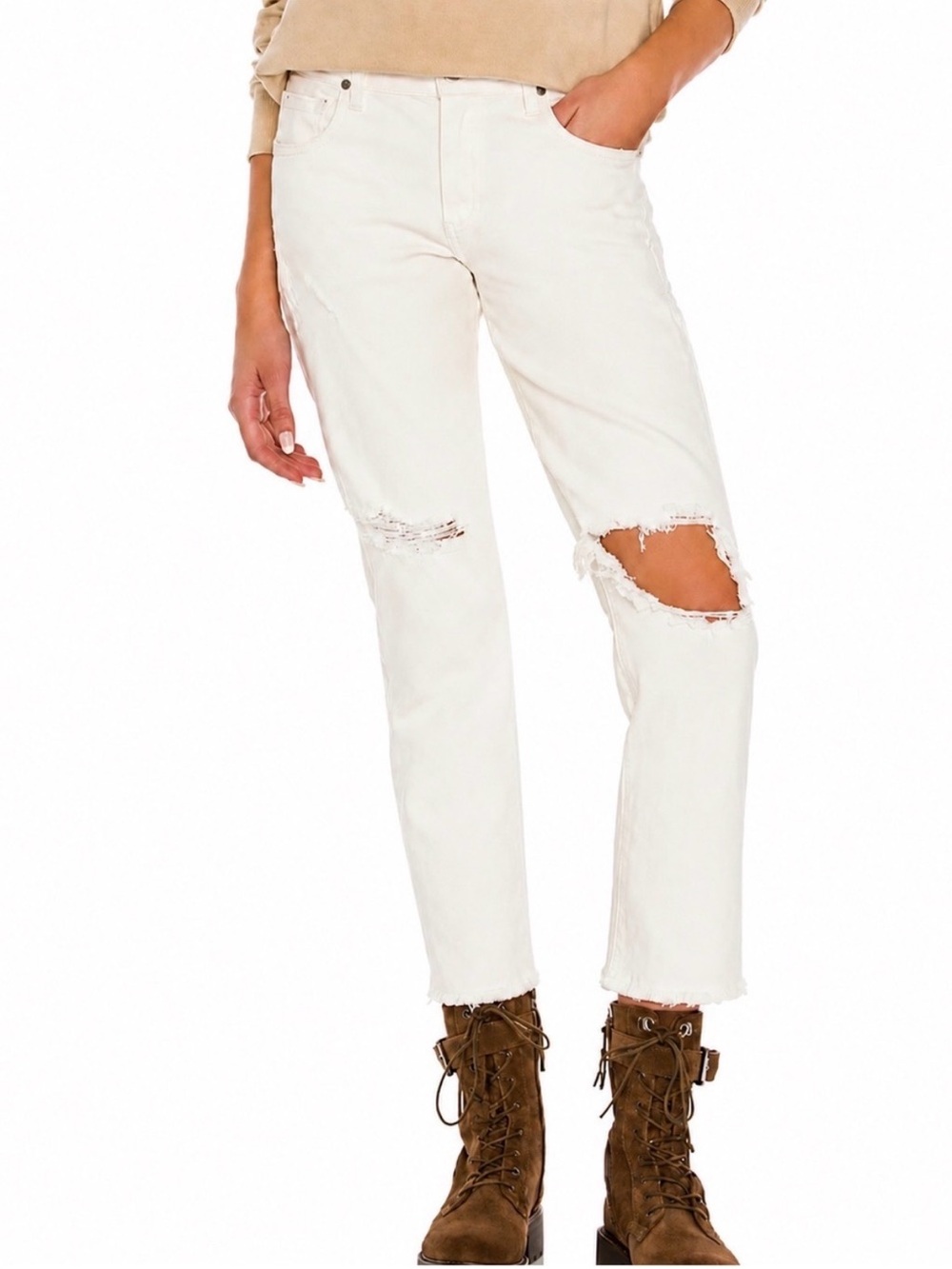 Citizens Of Humanity Emerson cream White crop Distressed Skinny Jeans 23
